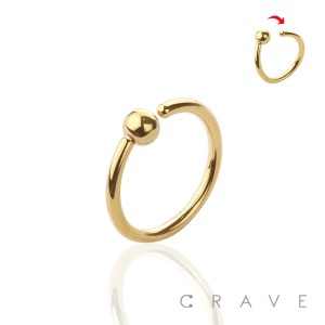 316L SURGICAL STEEL FIXED BALL CAPTIVE BEAD RING - GOLD